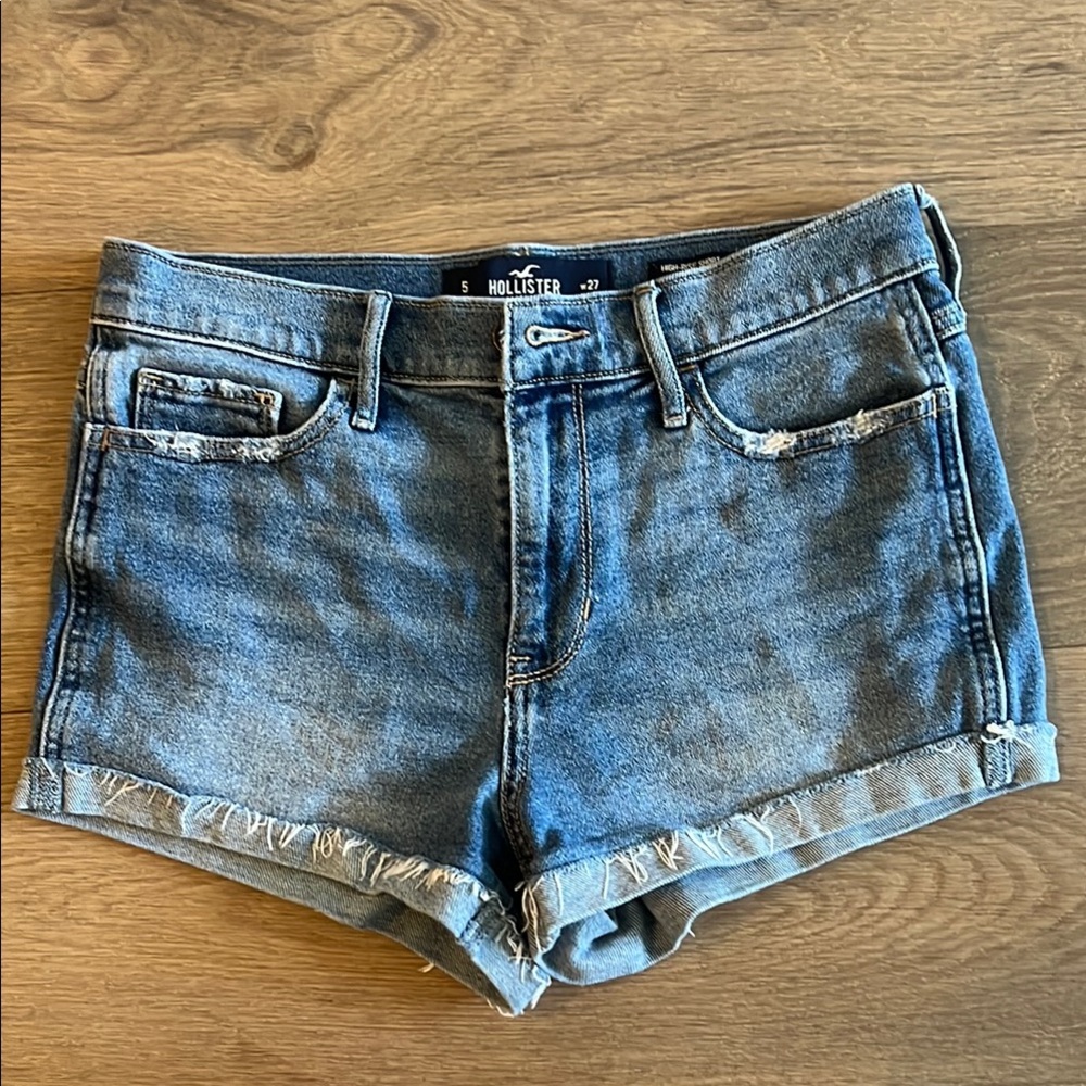 Hollister Cuffed Blue Jean Shorts High-Rise Short-Short